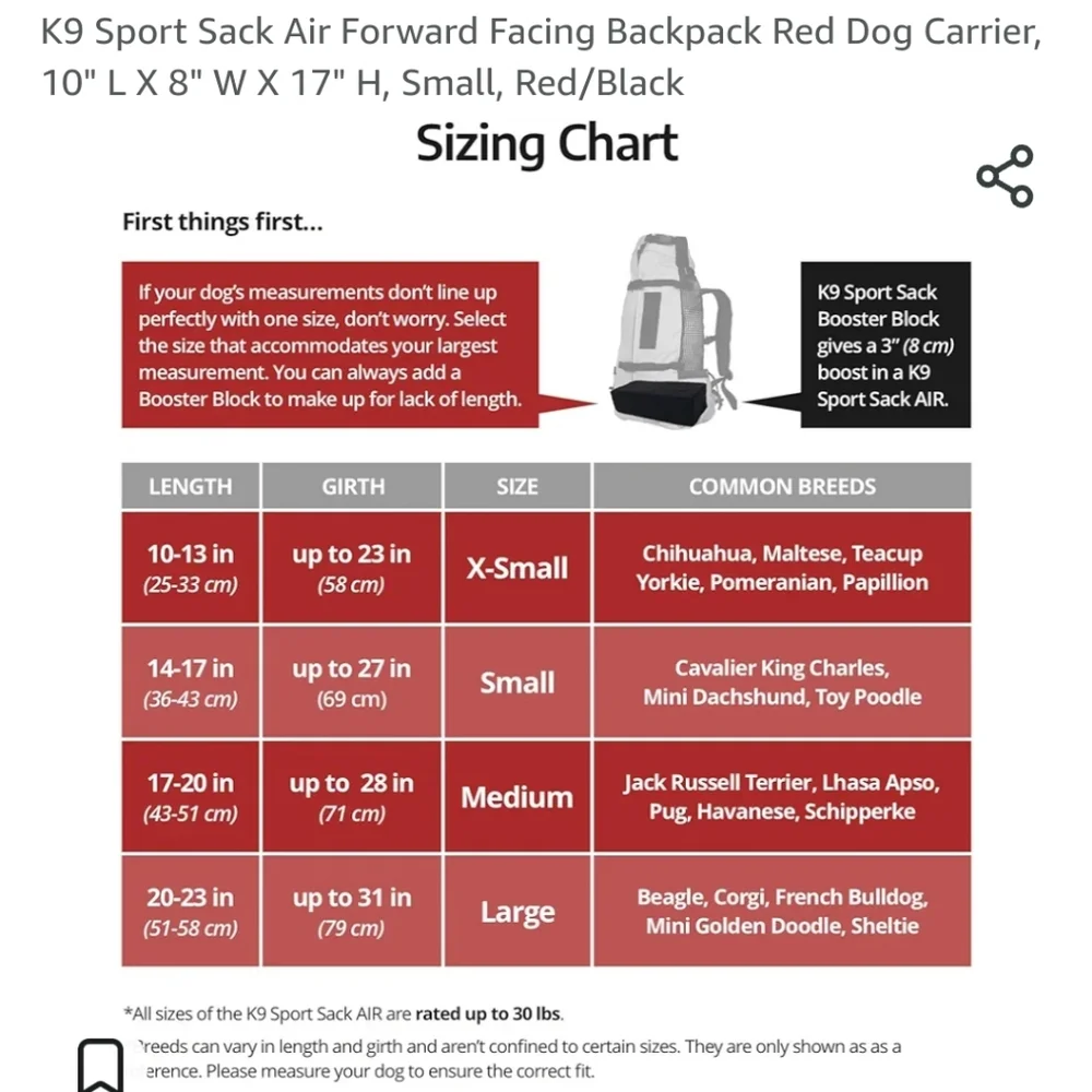 K9 Sport Sack Air Forward Facing Backpack Red Dog Carrier, small medium …